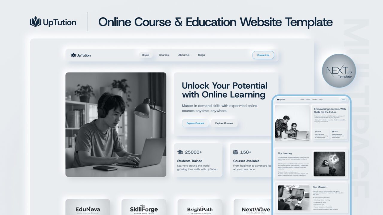 UpTution-Online-Course-Education-Nextjs-Website-Template | DesignToCodes