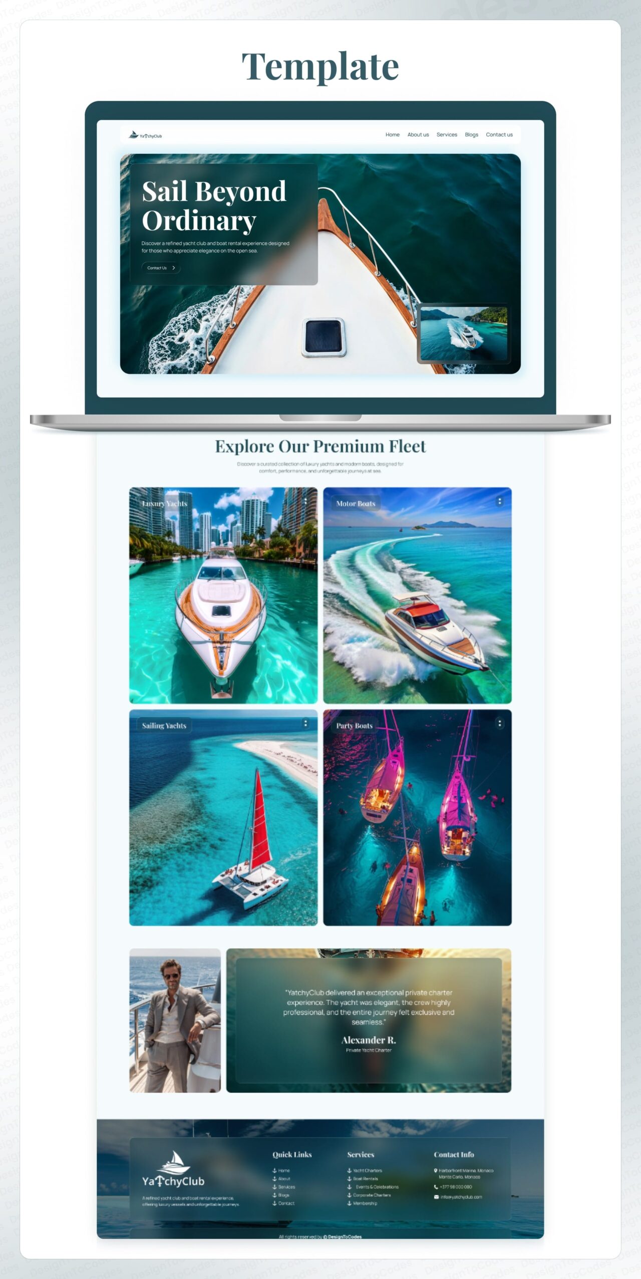 YatchyClub-Yacht-Club-and-Boat-Rental-Framer-Template | DesignToCodes